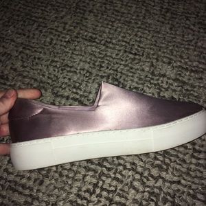 Blush Satin Platform Slides